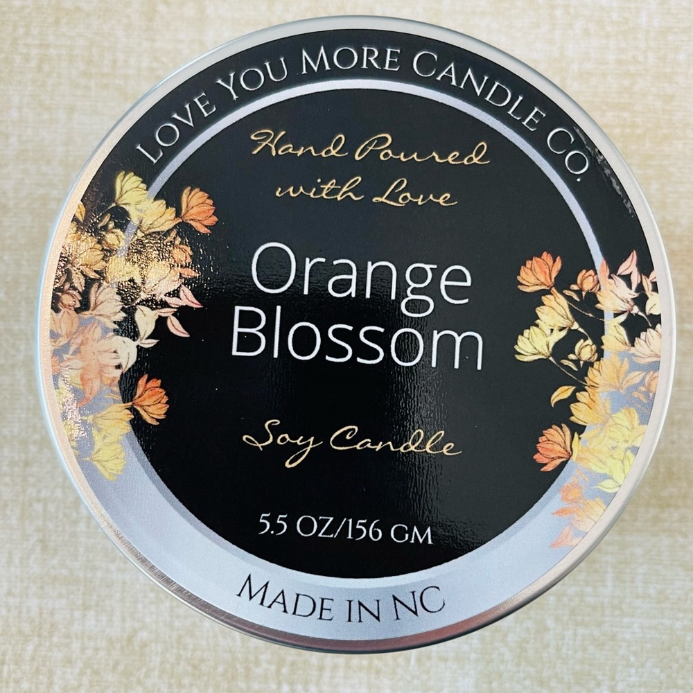 100% Soy candle tin Orange Blossom scent